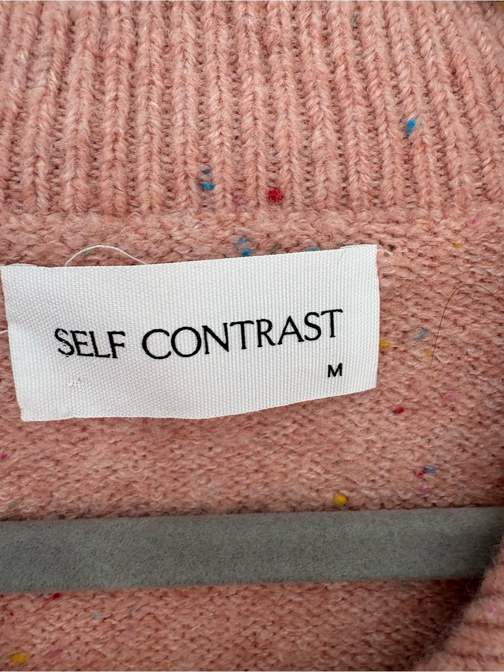 Self Contrast Pink Speckled Ruffle Collar Cardigan Size M - Picture 3 of 11